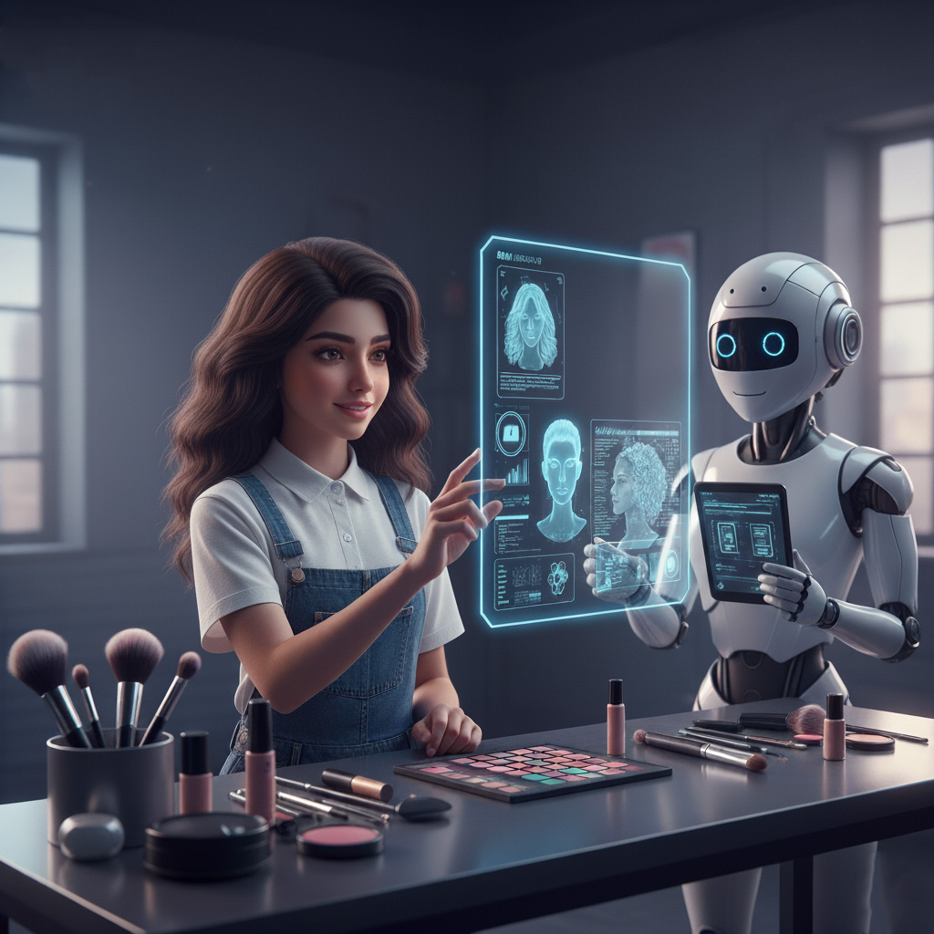 جوان ایرانی در حال کار با هوش مصنوعی آرایشگری؛ استعدادیابی متا ملل و عصر آینده